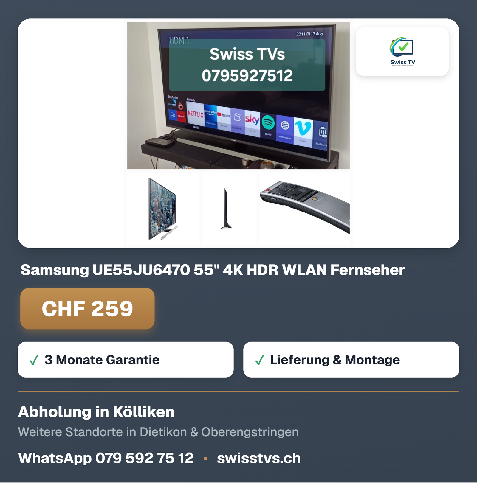 Samsung UE55JU6470 55" 4K HDR WLAN Fernseher