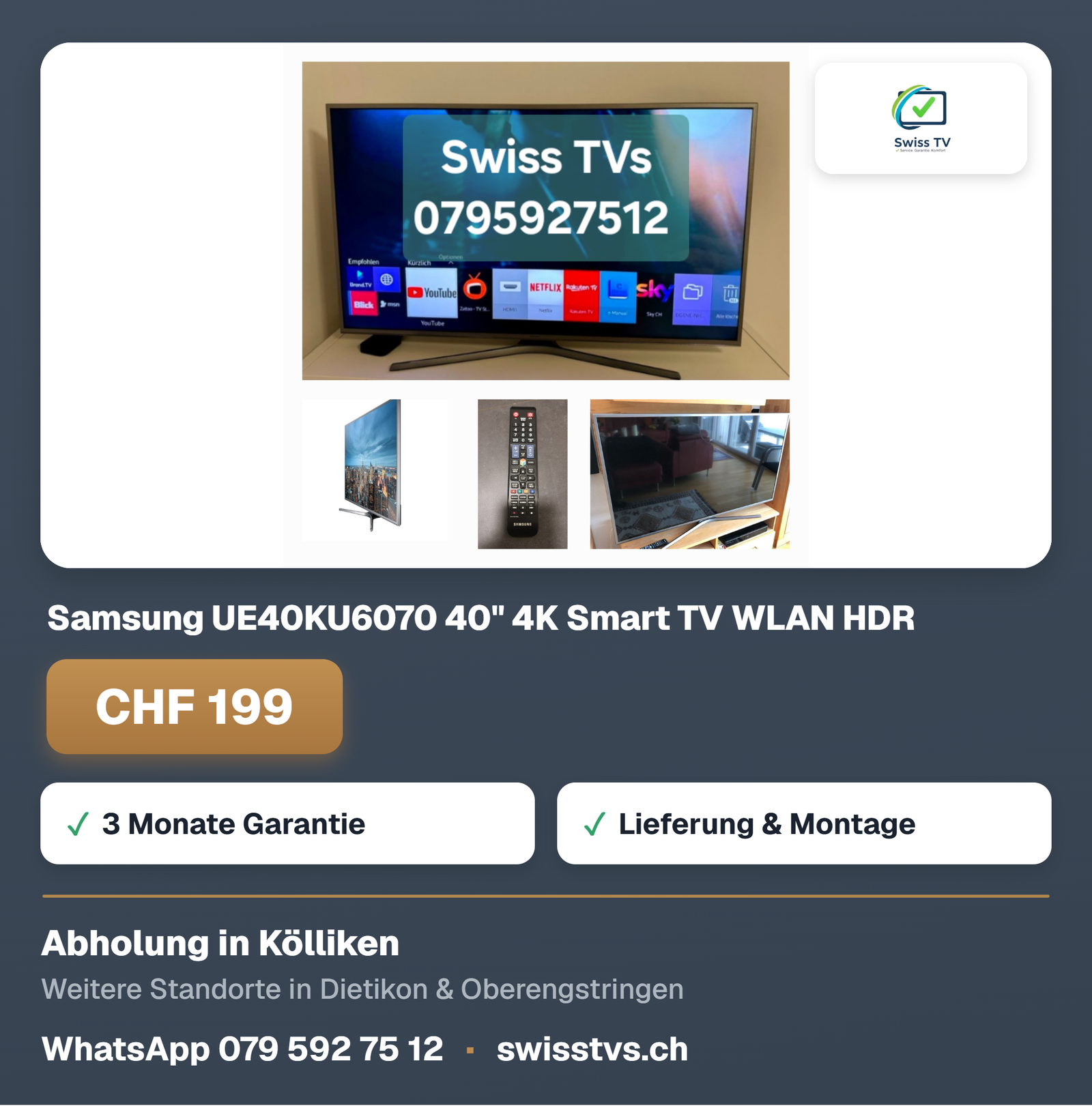 Samsung UE40KU6070 40" 4K Smart TV WLAN HDR