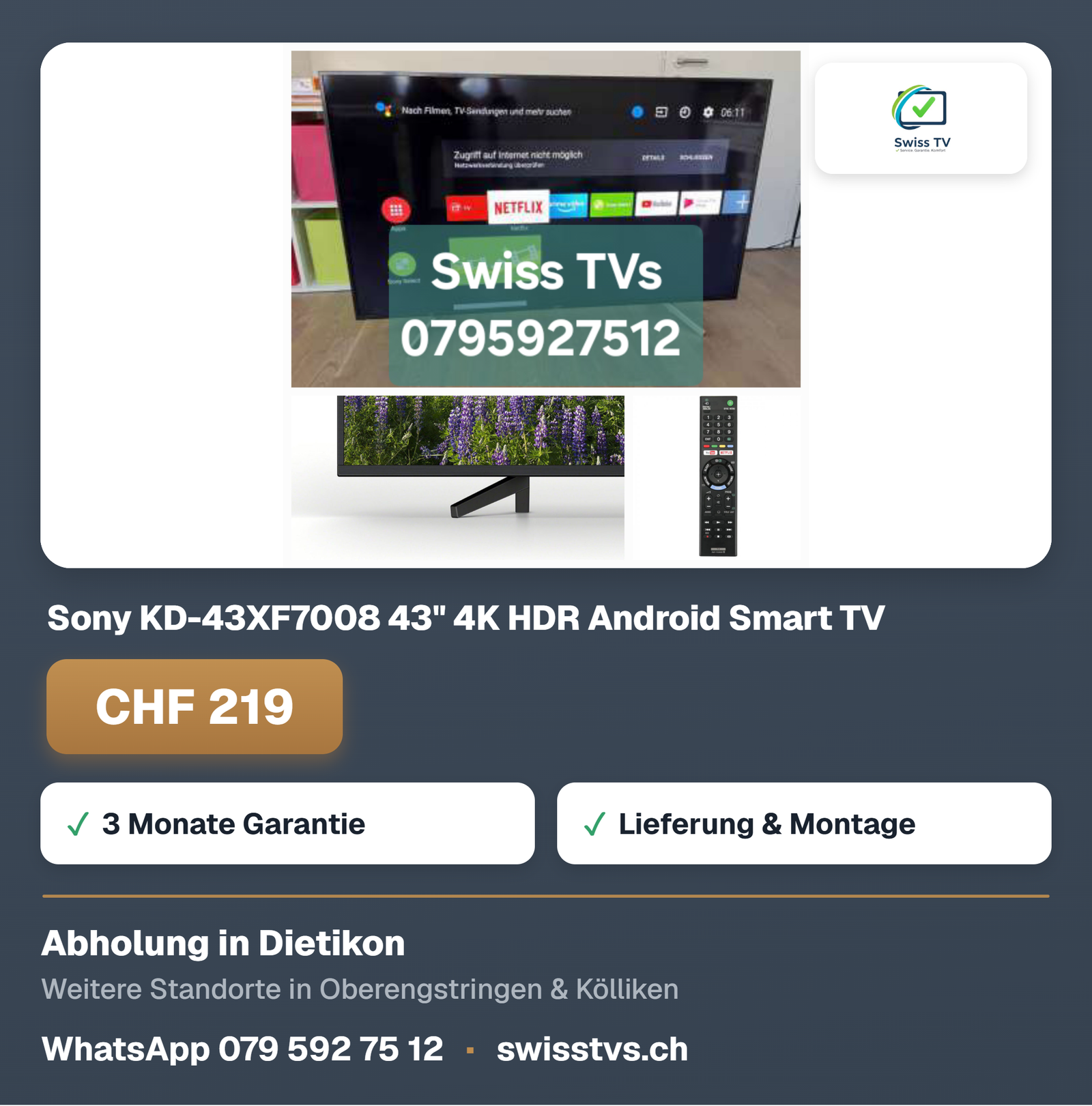 Sony KD-43XF7008 43" 4K HDR Android Smart TV