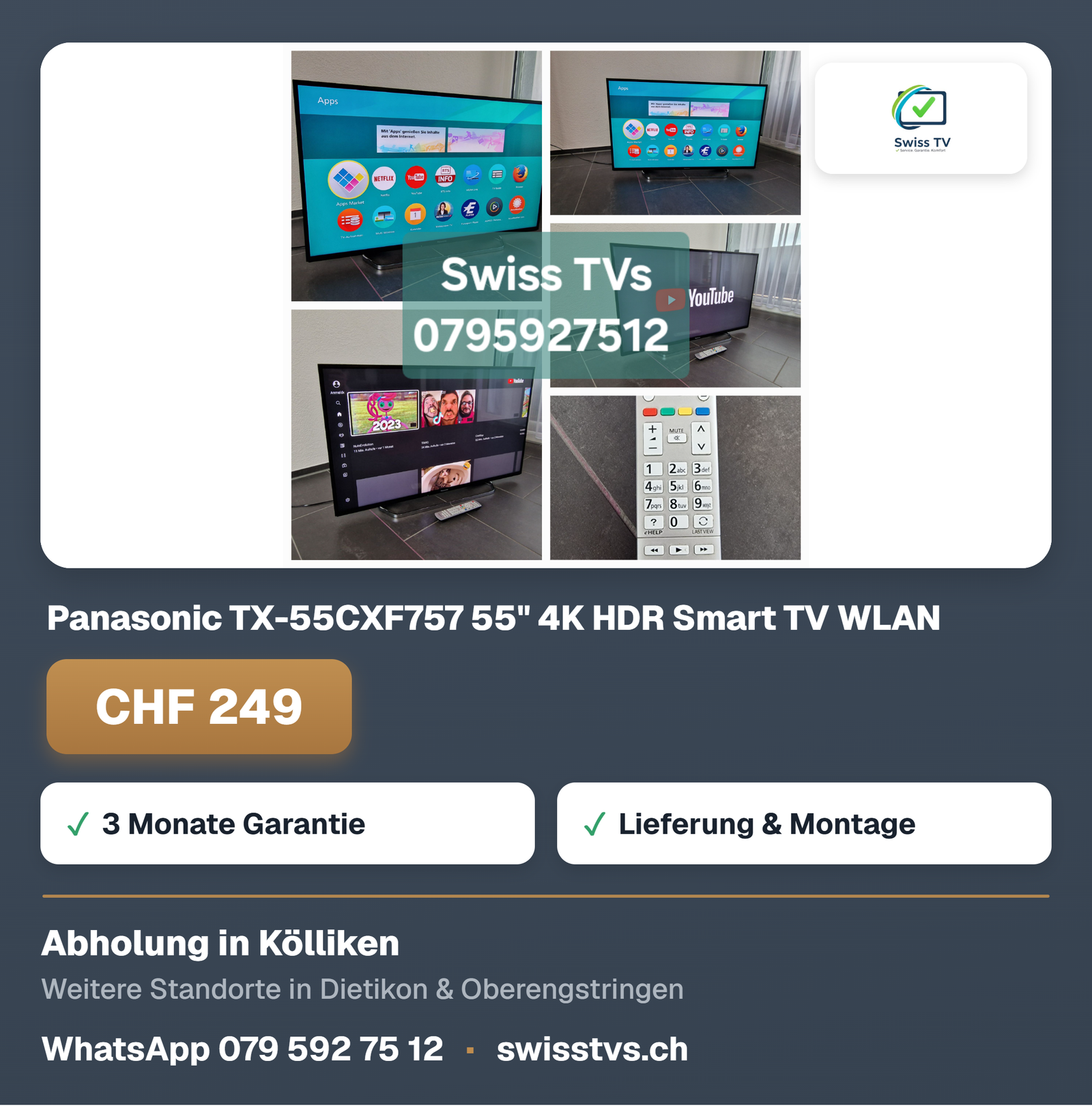 Panasonic TX-55CXF757 55" 4K HDR Smart TV WLAN