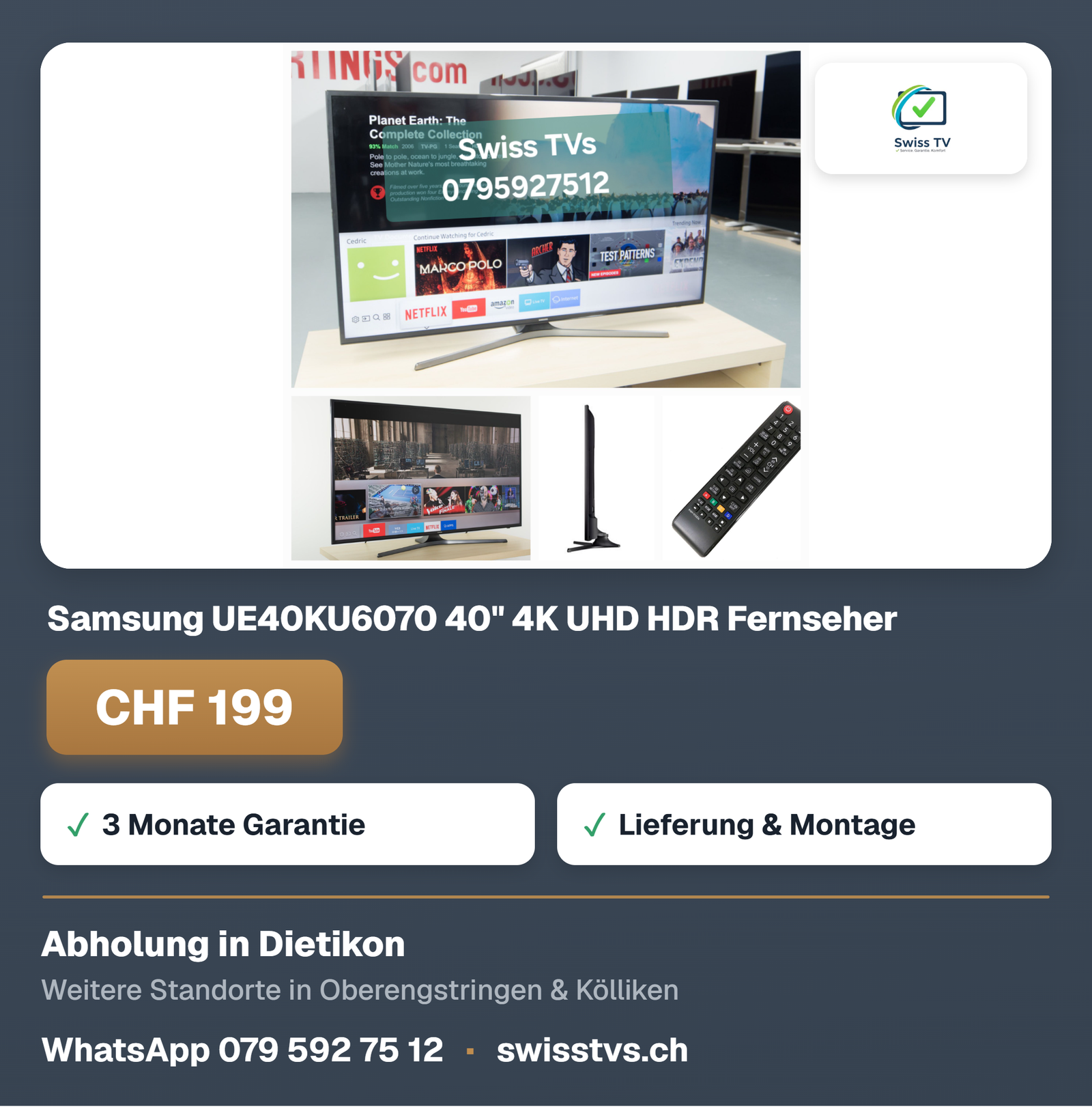 Samsung UE40KU6070 40" 4K UHD HDR Fernseher