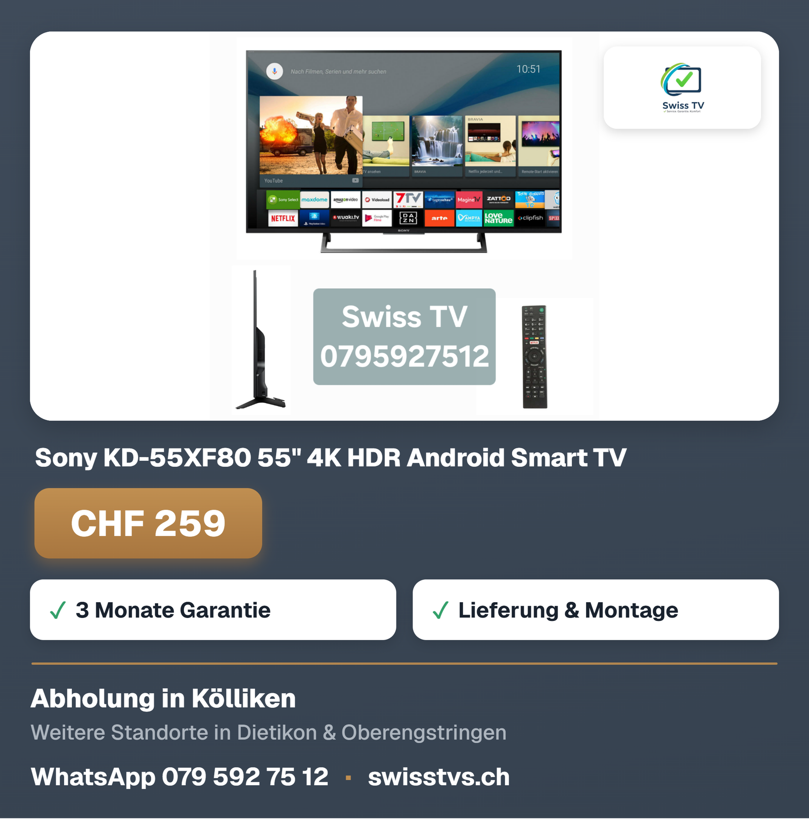 Sony KD-55XF80 55" 4K HDR Android Smart TV