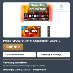 Philips 70PUS6704 70" 4K Ambilight HDR Smart TV