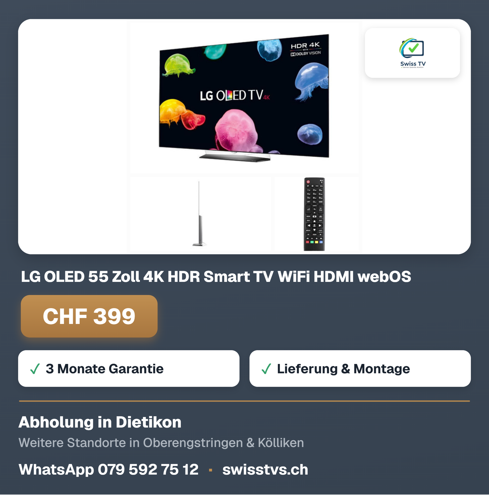LG 55EF9509 OLED 55 Zoll 4K HDR Smart TV WiFi HDMI webOS