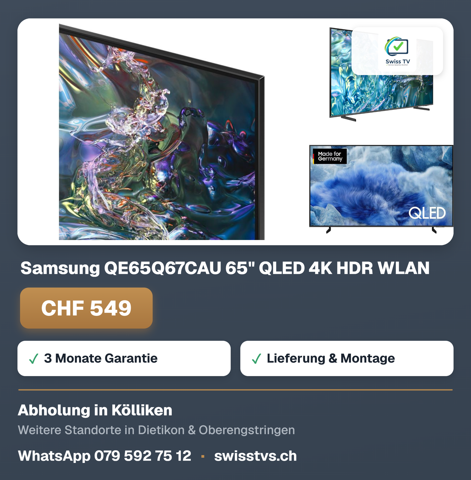 Samsung QE65Q67CAU 65" QLED 4K HDR WLAN