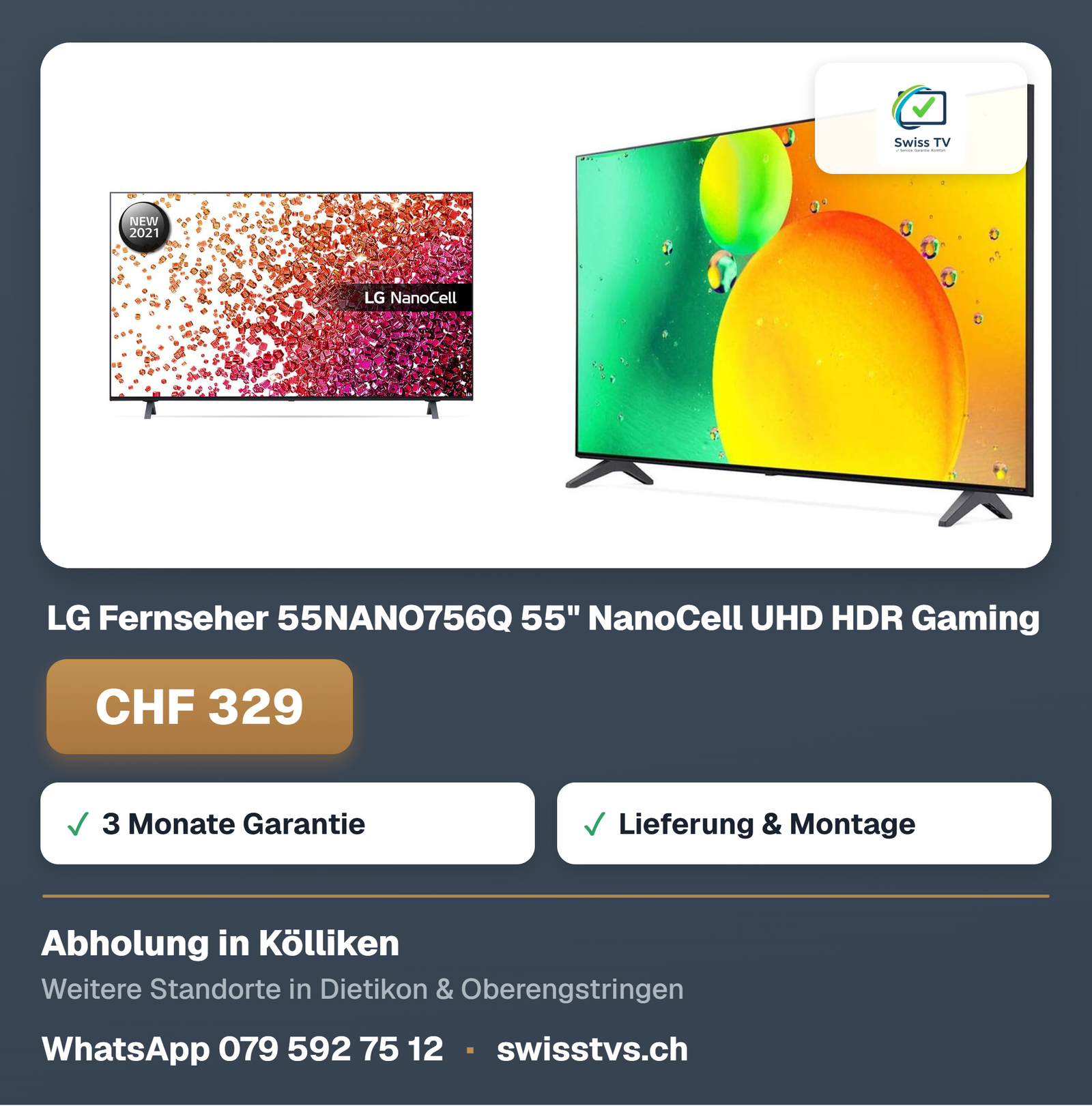 LG Fernseher 55NANO756Q 55" NanoCell UHD HDR Gaming