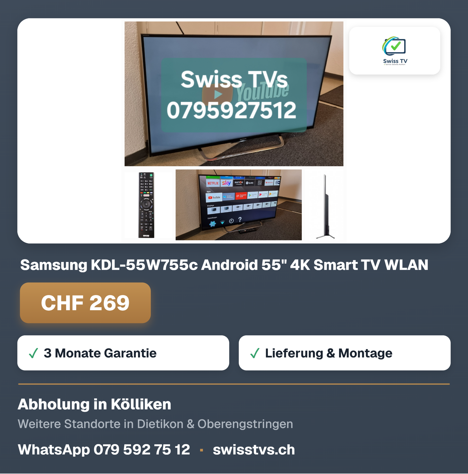 Sony KDL-55W755c Android 55" 4K Smart TV WLAN