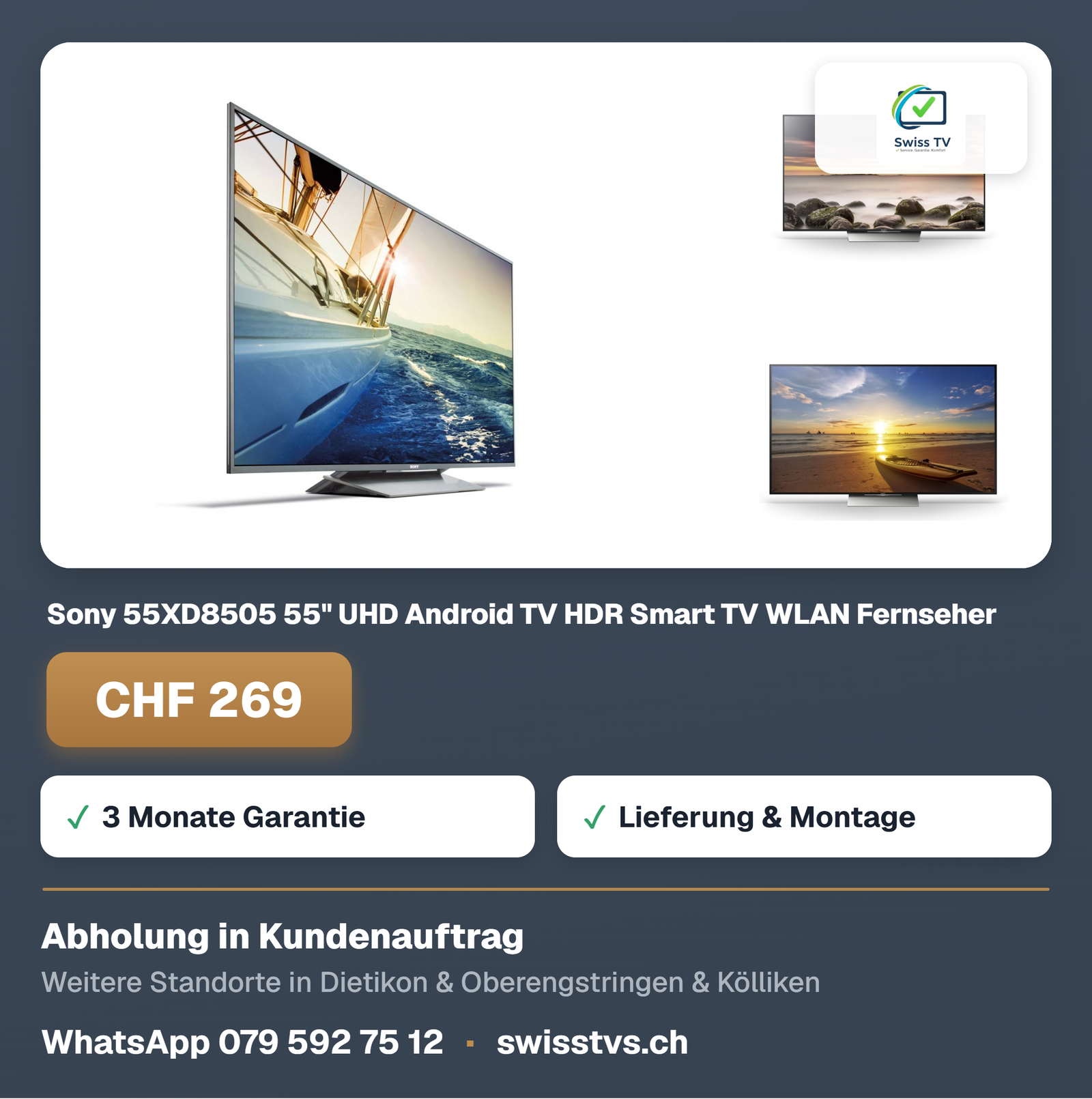 Sony 55XD8505 55" UHD Android TV HDR Smart TV WLAN Fernseher