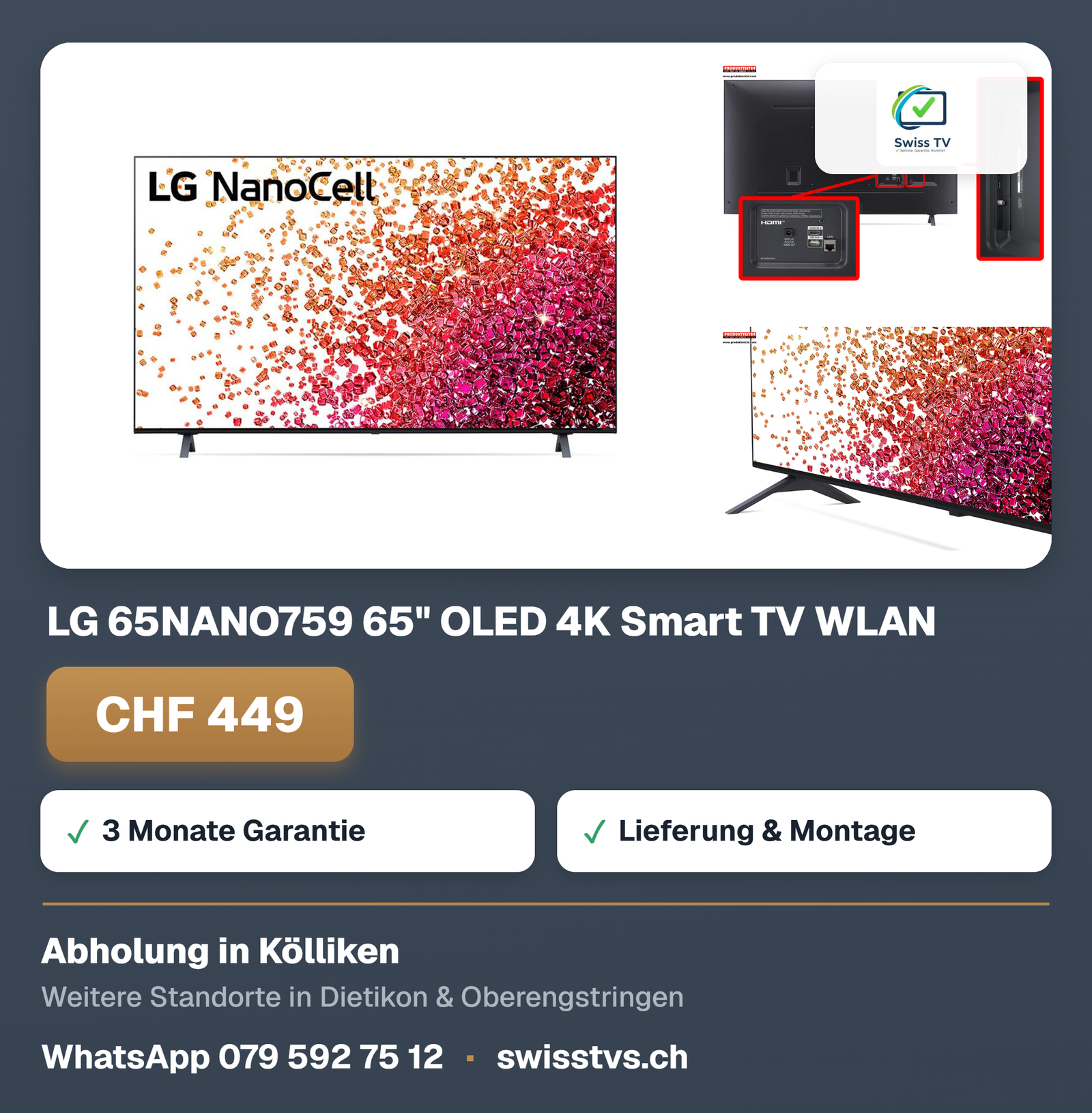 LG 65NANO759 65" 4K Smart TV WLAN Fernseher