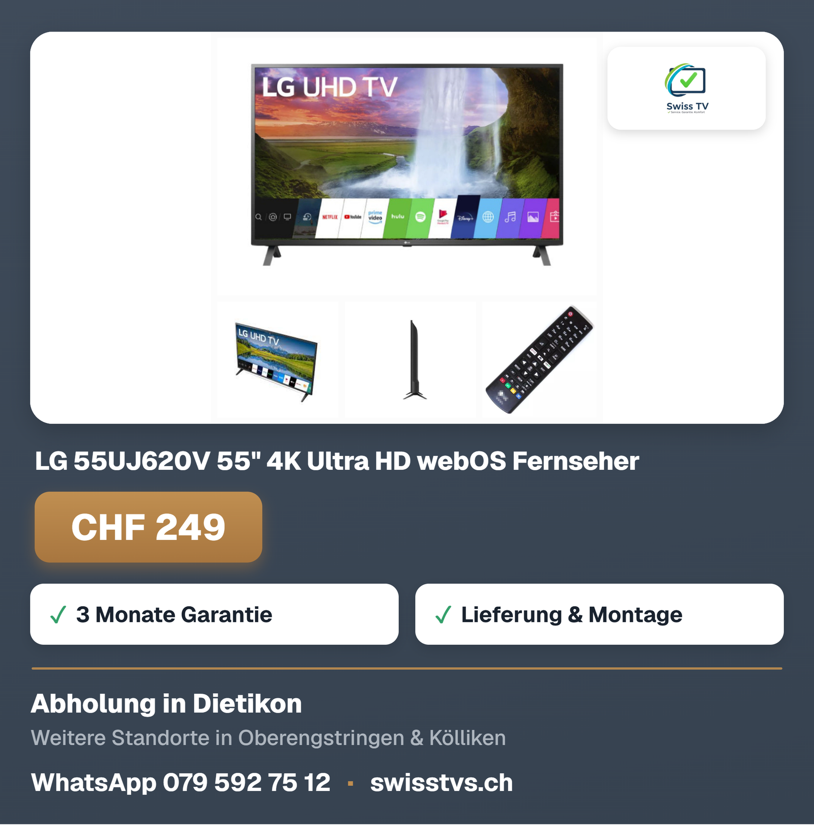 LG 55UJ620V 55" 4K Ultra HD webOS Fernseher