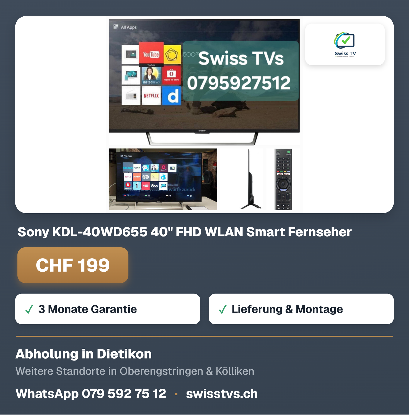 Sony KDL-40WD655 40" FHD WLAN Smart Fernseher