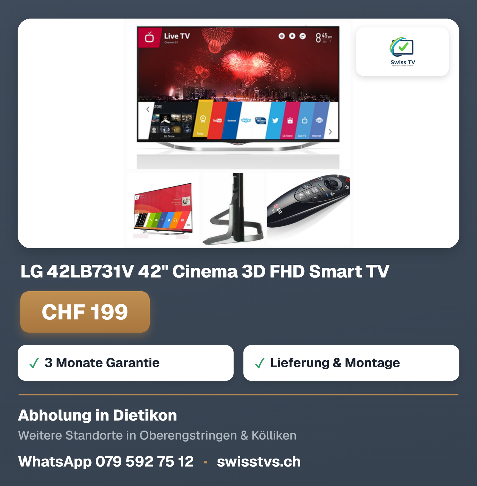 LG 42LB731V 42" Cinema 3D FHD Smart TV